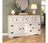 Mews Corona White Sideboard 3 Door 3 Drawer Mexican Solid Pine Wood