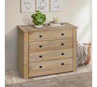 Mews Panama 4 Drawer Chest Of Drawers Solid Pine Wood Waxed Oak Finish
