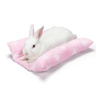 MEWTOGO 15.7x14in Rabbit Bed - Thickened Soft Bunny Concave Bed, Cuddle Cushion Plush Mat with Cotton Lounger Pillows for Cage Sleeping Indoor Bunny Gifts, Pink-Star