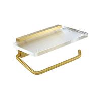 Mewutal 1PCS Metal Toilet Paper Holder Gold Tissue Roll Holder for Toilet Bathroom, with Acrylic Phone Shelf and Screws