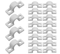 Mewutal 20pcs Wire Shelf Loop Clips White Two Holes Pipe Tube 2/5" U Bracket Clamps 10MM Conduit Pipe Strap Clamps for Wire Cable Tube (White, Fit for 10mm)