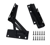 Mewutal 2pcs 80 Degree Foldable Lifting Brackets Heavy Duty Black Flip-Up Spring Furniture Storage Support Hinges for Cabinet Sofa Couch Bed Storage Box, with Screws