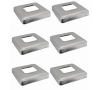 Mewutal 6pcs 2"×1.8" Deck Post Base Cover Stainless Steel Post Skirt Covers Silver 4" Porch Base Brackets External Column Wraps for Fence Railing Stair (Silver)