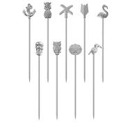 Mewuthede 9pcs Stainless Steel Cocktail Sticks, Silver