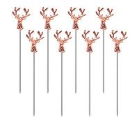 Mewuthede Cocktail Picks,8 Piece Stainless Steel Deer Head Shape Martini Picks Reusable Toothpicks Fruit Picks for Olives, Appetizer, Sandwiches, Cherries (Rose Gold)