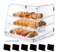 MewVeer 3-Tray Bakery Display Case, Acrylic Clear Display Case Countertop for Bread Pastry Dessert Food Cookie Display, Display Cabinet Box for Baking Enthusiasts - 20.86 x 17.3 x 16.5 inch