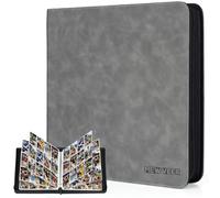 MewVeer Card Binder, 12 Pocket Trading Card Binder for 960 Cards, Premium and Durable Zipper Baseball Cards Album, Card Holder Folders, Card Collector Albums for YGO/MTG/TCG, Sports Cards, Gray