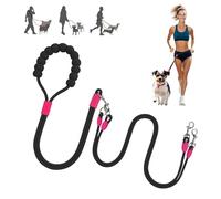MewZoo Double Dog Lead, No Tangle 360° Swivel Rotation Double Ended Leads for 2 Dogs Nylon with Soft Handle, Dogs Leads for Walking, Running, Traning Outside, Small Medium Breeds Use (Black)