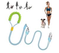 MewZoo Double Dog Lead, No Tangle 360° Swivel Rotation Double Ended Leads for 2 Dogs Nylon with Soft Handle, Dogs Leads for Walking, Running, Traning Outside, Small Medium Breeds Use (Blue)