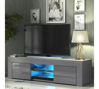 Mex Furniture LTD TV Unit with LED Lights & Gloss Doors / 130cm in Dark Grey Mex Furniture LTD Dark Grey