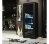 Display Cabinet with LED Lighting & Gloss Doors / 170cm Mex Furniture LTD Black One Size
