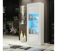 Mex Furniture 170cm Modern Display Cabinet - White Gloss Doors with LED