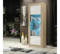 Mex Furniture 170cm Modern Display Cabinet - White High Gloss Doors