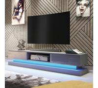 Mex Furniture LTD TV Unit with LED Lighting & Gloss Doors / 180cm in Dark Grey Mex Furniture LTD Dark Grey