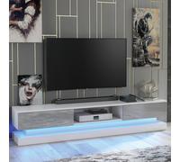 Mex Furniture LTD TV Unit with LED Lighting & Gloss Doors / 180cm in Light Grey Mex Furniture LTD Light Grey