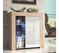 Mex Furniture Distinctive 83cm Cabinet Cupboard Sideboard with White High Gloss Door and Free LED Lights