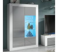 Display Cabinet 140cm Matt Body & Gloss Doors Mex Furniture LTD White One Size