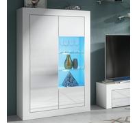 Mex Furniture LTD Display Cabinet 140cm Matt Body & Gloss Doors in Light Grey Mex Furniture LTD Light Grey