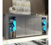 Mex Furniture Exclusive 164cm Cabinet Cupboard Sideboard TV Unit High Gloss Grey Doors & Free LED - 164 cm - Dark Grey Matt Body & Dark Grey Gloss Doors - 1