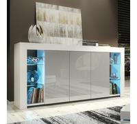 Mex Furniture Exclusive 164cm Cabinet Cupboard Sideboard TV Unit High Gloss Grey Doors & Free LED - 164 cm - White Matt Body & Grey Gloss Doors - Sideboard