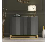 Mex Furniture LTD Dark Grey Fluted Sideboard 100cm Gold Base - Modern Storage Cabinet Mex Furniture LTD Dark Grey