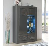 Display Cabinet 140cm Matt Body & Gloss Doors Mex Furniture LTD Dark Grey One Size