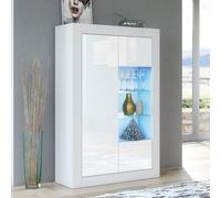 Display Cabinet 140cm Matt Body & Gloss Doors Mex Furniture LTD White One Size