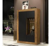 Mex Furniture LTD Display Cabinet Arcadia 140cm - Dark Oak with Black Matt Doors in Brown Mex Furniture LTD Brown