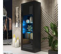 Mex Furniture LTD Display Cabinet Illume 170cm - Black with Gloss Doors & LED Lights Mex Furniture LTD Black