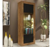Mex Furniture LTD Display Cabinet Illume 170cm - Dark Oak & Black Matt Doors, LED Lights Mex Furniture LTD Multicolor
