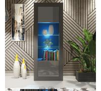 Display Cabinet with LED Lighting & Gloss Doors / 170cm Mex Furniture LTD Dark Grey One Size