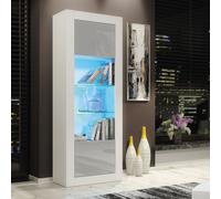 Mex Furniture 170cm Modern Display Cabinet - Grey High Gloss Doors
