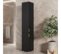 Mex Furniture LTD Livia 175cm Tall Bathroom Storage Cabinet - Black Fluted Doors Mex Furniture LTD Black
