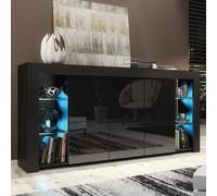 Mex Furniture LTD Sideboard Eden 164cm - Black with Gloss Doors & LED Lights Mex Furniture LTD Black