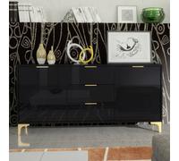 Mex Furniture LTD Sideboard Goldline Gloss 140cm - Glossy Black Mex Furniture LTD Black