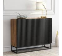 Mex Furniture LTD Sideboard Ripple 100cm - Oak & Black Fluted Doors in Dark Brown Mex Furniture LTD Dark Brown