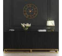 Mex Furniture LTD Sideboard Ripple Duo 200cm - Black with Fluted Doors Mex Furniture LTD Black