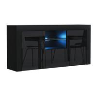 Mex Furniture LTD Sideboard with LED Lighting & Gloss Doors / 145cm in Black Mex Furniture LTD Black