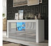 Mex Furniture LTD Sideboard with LED Lighting & Gloss Doors / 145cm in Light Grey Mex Furniture LTD Light Grey