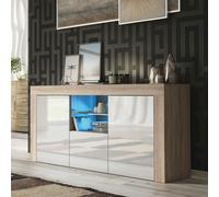 Mex Furniture LTD Sideboard with LED Lighting & Gloss Doors / 145cm in Light Oak Mex Furniture LTD Light Oak