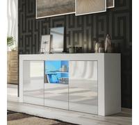 Sideboard with LED Lighting & Gloss Doors / 145cm Mex Furniture LTD White One Size