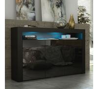 Mex Furniture LTD Sideboard with LED Lighting & Gloss Doors / 155cm in Black Mex Furniture LTD Black