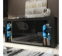 Mex Furniture LTD Sideboard with LED Lighting & Gloss Doors / 164cm in Black Mex Furniture LTD Black