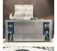 Mex Furniture Exclusive 164cm Cabinet Cupboard Sideboard TV Unit High Gloss Grey Doors & Free LED - 164 cm - Dark Grey Matt Body & Dark Grey Gloss Doors - 1