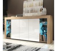 Mex Furniture LTD Sideboard with LED Lighting & Gloss Doors / 164cm in Light Oak Mex Furniture LTD Light Oak