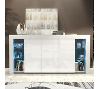 Mex Furniture LTD Sideboard with LED Lighting & Gloss Doors / 164cm in White Mex Furniture LTD White