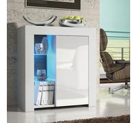Mex Furniture LTD Sideboard with LED Lighting & Gloss Doors / 83cm in White Mex Furniture LTD White