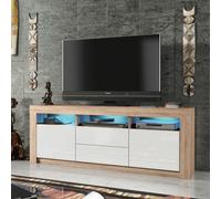Mex Furniture LTD TV Unit 160cm Modern - Matt Body & Gloss Doors in Light Oak Mex Furniture LTD Light Oak
