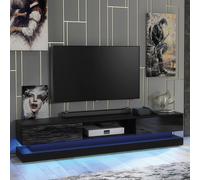 Mex Furniture LTD TV Unit Bloom 180cm - Black with Gloss Doors & LED Lights Mex Furniture LTD Black