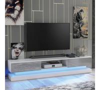 Mex Furniture LTD TV Unit Bloom 180cm - White & Grey Gloss Doors & LED Lights Mex Furniture LTD Multicolor